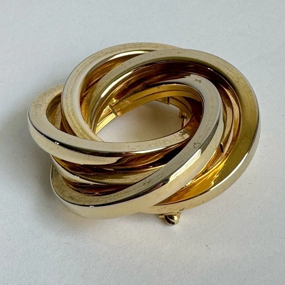 Vintage Gold Tone Concentric Circles Brooch Wreath Statement Large‎ Cocktail Pin